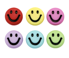 100 stuks Smiley Kralen Kleur Mix met Zwart 7mm