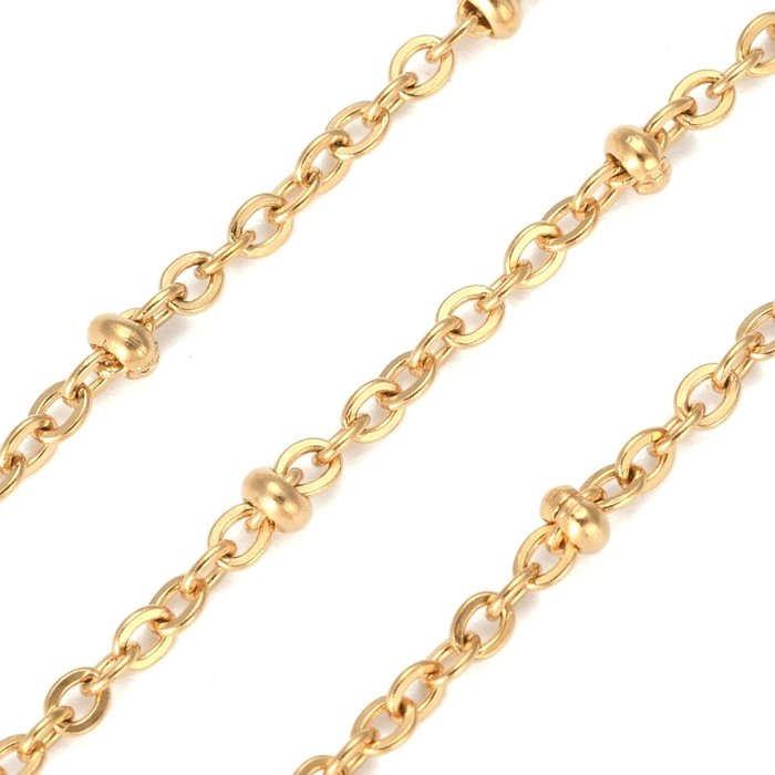 Stainless Steel Chain 2x1.5mm with Bead, 1 meter