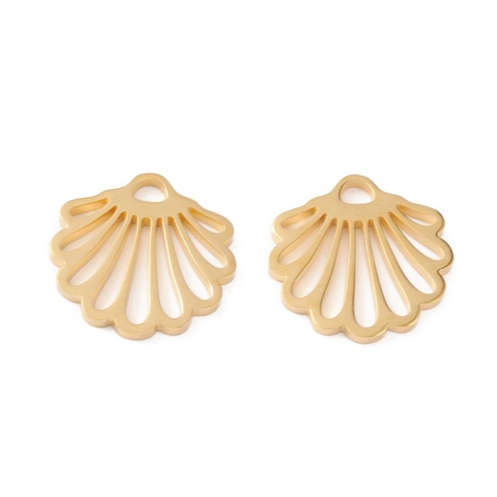 Stainless Steel Charm Shell 15x16mm