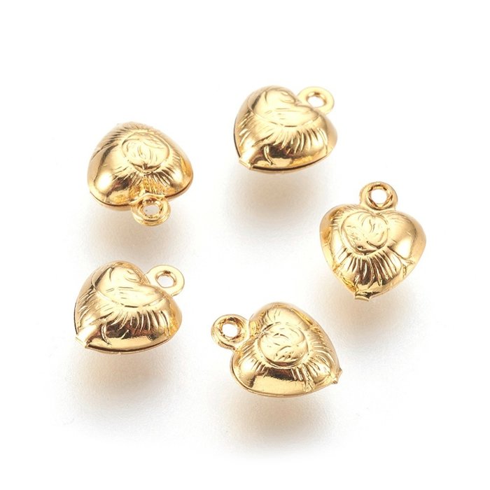 Stainless Steel Charm Heart 9x7mm