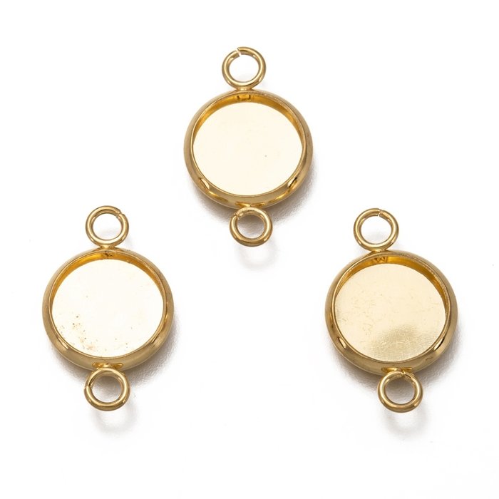 Stainless Steel Link fits 10mm Cabochon 20x12mm, 3 pieces