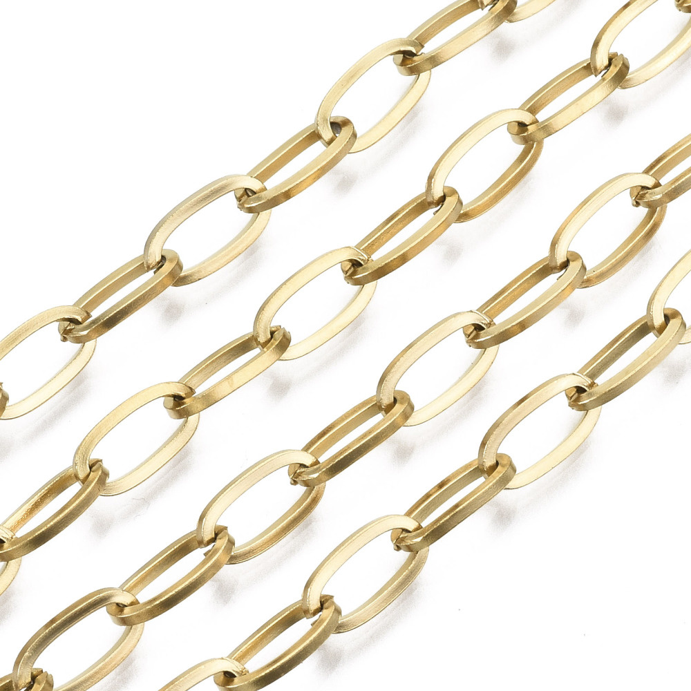 Stainless Steel Chain 10x5mm 18K Gold Plated - Beads & Basics