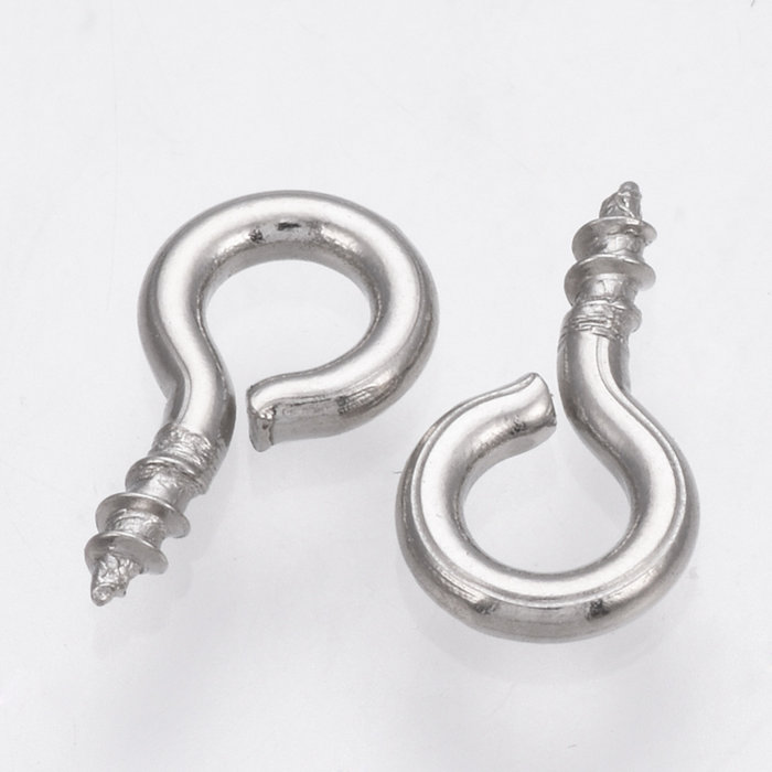 Stainless Steel Schroefjes met Oog Zilver 8x4mm, 20 stuks