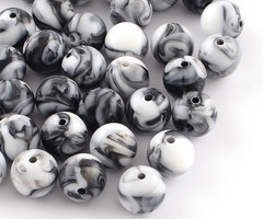 50 stuks Acrylkralen Marmer Look 8mm Zwart Wit