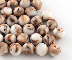 50 pieces Acrylic Beads Marble Look 8mm Camel Brown