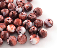 50 pieces Acrylic Beads Marble Look 8mm Brown