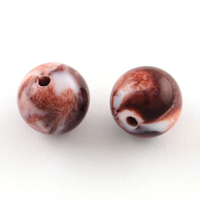 Acrylic Beads Marble Look 8mm Brown, 50 pieces