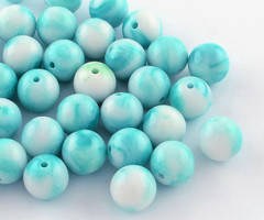50 stuks Acrylkralen Marmer Look 8mm Turkoois