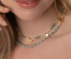 Muntje Bedel Ketting met Miyuki Rocailles en Kettinkje van Tila Kralen