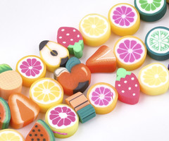 25 pieces Polymer Beads Fruit Mix 7~11x8~12x3~7mm