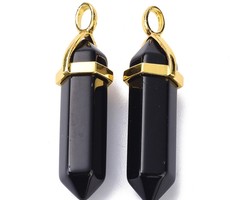 Natural Bullet Gemstone Pendant 38~40x10~12mm Obsidian