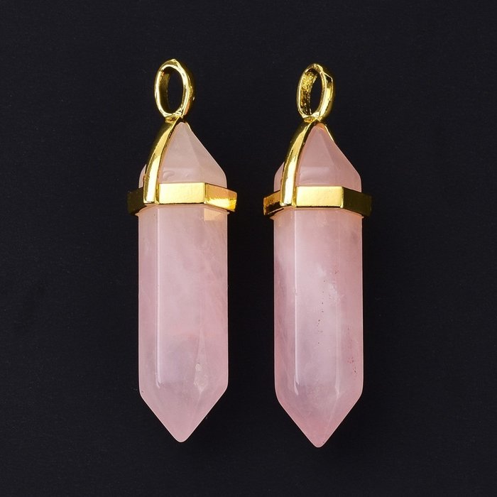 Natural Bullet Gemstone Pendant 38~40x10~12mm Rose Quartz