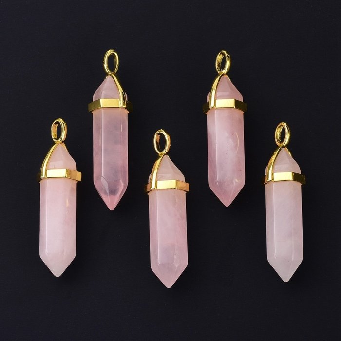 Natural Bullet Gemstone Pendant 38~40x10~12mm Rose Quartz