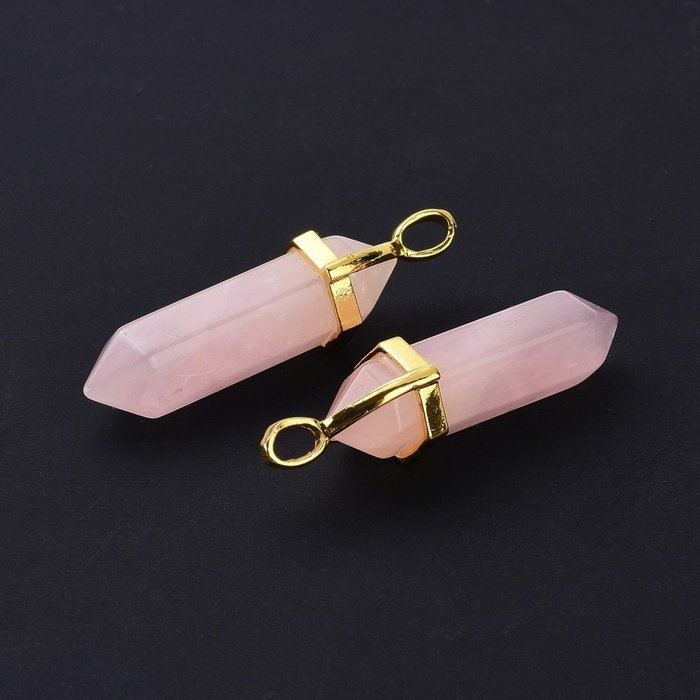 Natural Bullet Gemstone Pendant 38~40x10~12mm Rose Quartz