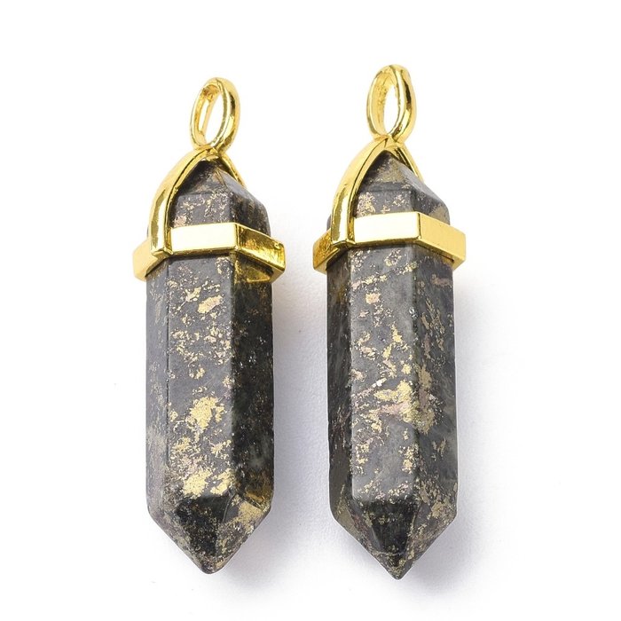 2913 Natural Bullet Edelsteen Bedel 38~40x10~12mm Pyriet