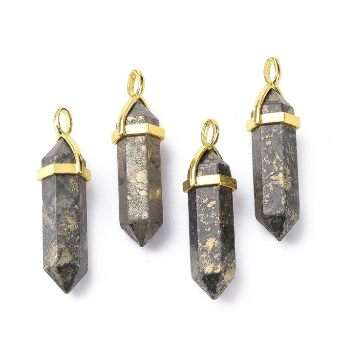 2913 Natural Bullet Edelsteen Bedel 38~40x10~12mm Pyriet
