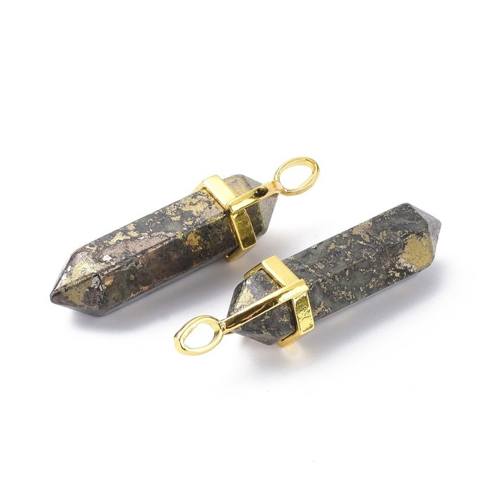 2913 Natural Bullet Edelsteen Bedel 38~40x10~12mm Pyriet
