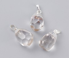 Natural Gemstone Charm 19~21x12~14x11~15mm Quartz Chrystal Silver
