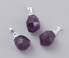 Natural Gemstone Charm 19~21x12~14x11~15mm Dark Amethyst Silver