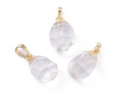 Natural Edelsteen Bedel 19~21x12~14x11~15mm Quartz Chrystal Gold Plated