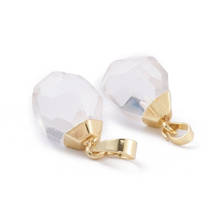 Natural Edelsteen Bedel 19~21x12~14x11~15mm Quartz Chrystal Gold Plated