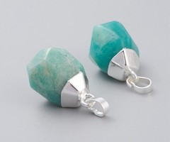 Natural Gemstone Charm 19~21x12~14x11~15mm Amazonite Silver