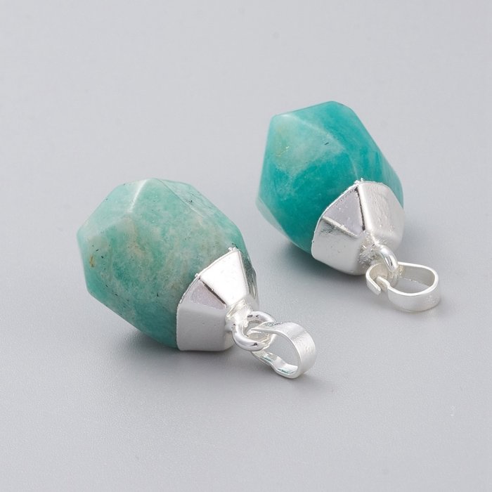 Natural Gemstone Charm 19~21x12~14x11~15mm Amazonite Silver