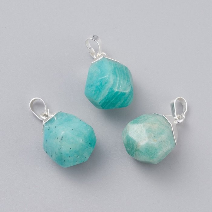 Natural Gemstone Charm 19~21x12~14x11~15mm Amazonite Silver