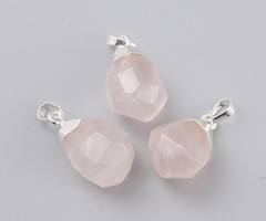 Natural Edelsteen Bedel 19~21x12~14x11~15mm Rozenkwarts Zilver