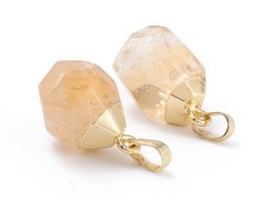 Natural Edelsteen Bedel 19~21x12~14x11~15mm Citrien Gold Plated