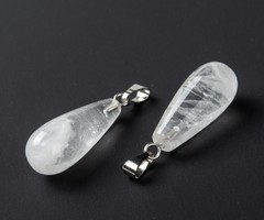 Natural Gemstone Drop Charm 26~29x10mm Quartz Chrystal