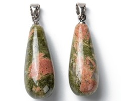 Natural Edelsteen Druppel Bedel 26~29x10mm Unakite