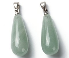 Natural Gemstone Drop Charm 26~29x10mm Green Aventurine