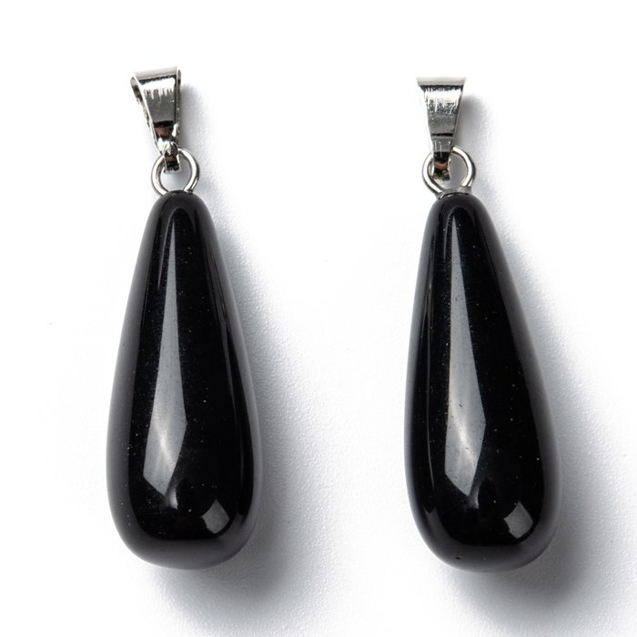 Natural Edelsteen Druppel Bedel 26~29x10mm Obsidiaan