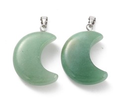Natural Gemstone Moon Charm 29x18~21x7~10mm Green Aventurine