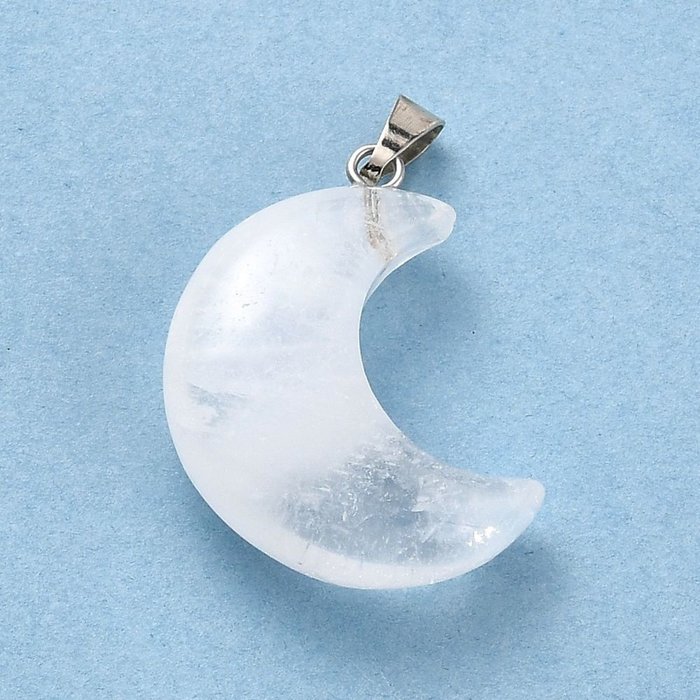 Natural Gemstone Moon Charm 29x18~21x7~10mm Quartz Chrystal