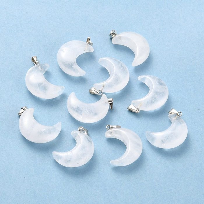 Natural Gemstone Moon Charm 29x18~21x7~10mm Quartz Chrystal