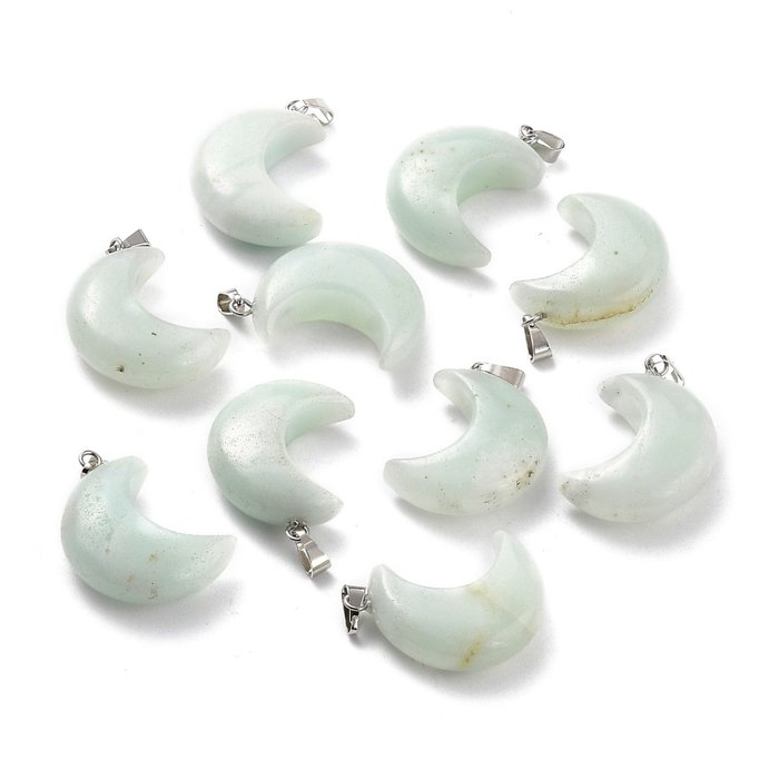 Natural Gemstone Moon Charm 29x18~21x7~10mm Amazonite