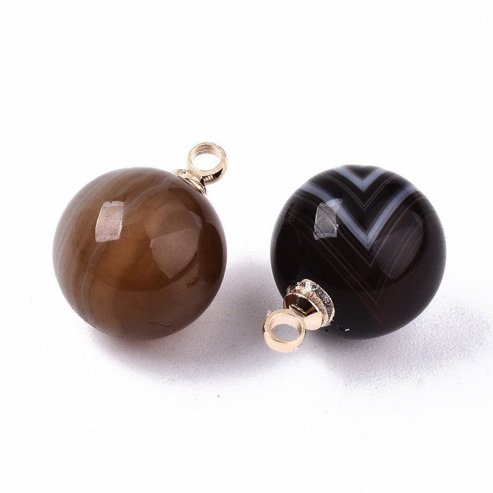Natural Gemstone Charm 14x10.5mm Black Agate