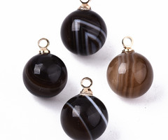Natural Edelsteen Bedel 14x10.5mm Zwarte Agaat