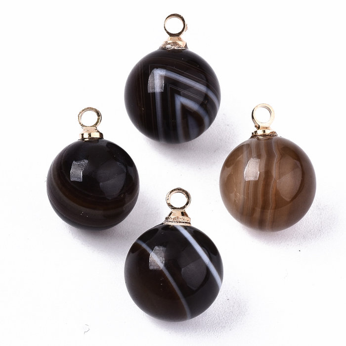 Natural Gemstone Charm 14x10.5mm Black Agate