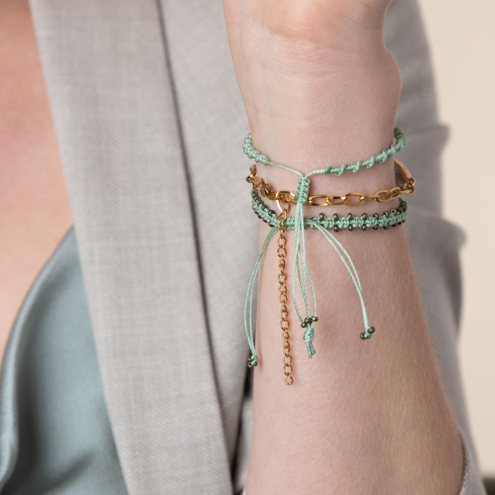 Mint Groene Armbandjes met Labradoriet, Slang Bedel en S-lon draad Inspi452