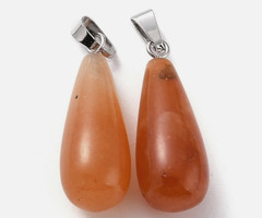 Natural Gemstone Drop Charm 26~29x10mm Red Aventurine