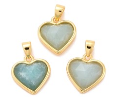 Natural Gemstone Charm Heart Amazonite 12x11.5x5mm