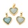 Natural Gemstone Charm Heart Amazonite 18K Gold Plated  12x11.5x5mm