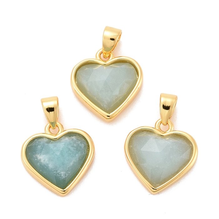 Natural Gemstone Charm Heart Amazonite 12x11.5x5mm