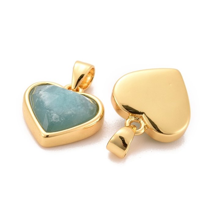 Natural Gemstone Charm Heart Amazonite 12x11.5x5mm