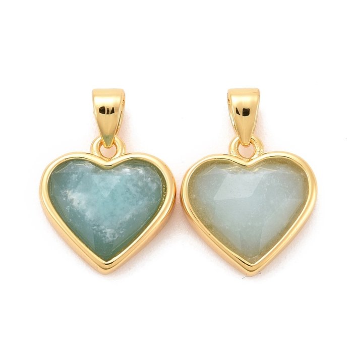 Natural Gemstone Charm Heart Amazonite 12x11.5x5mm