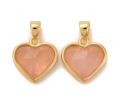 Natural Gemstone Charm Heart Rose Quartz 12x11.5x5mm