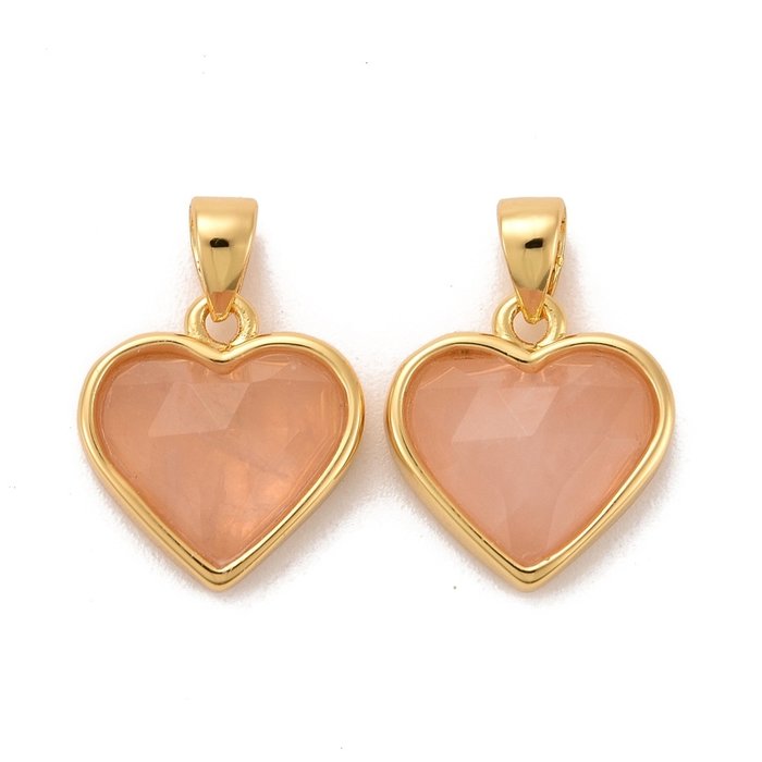 Natural Gemstone Charm Heart Rose Quartz 12x11.5x5mm